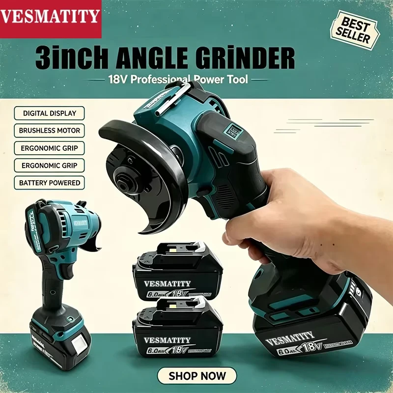 Brushless Angle Grinder Battery Powered - Mini szlifierka kątowa bezszczotkowa z cyfrowym