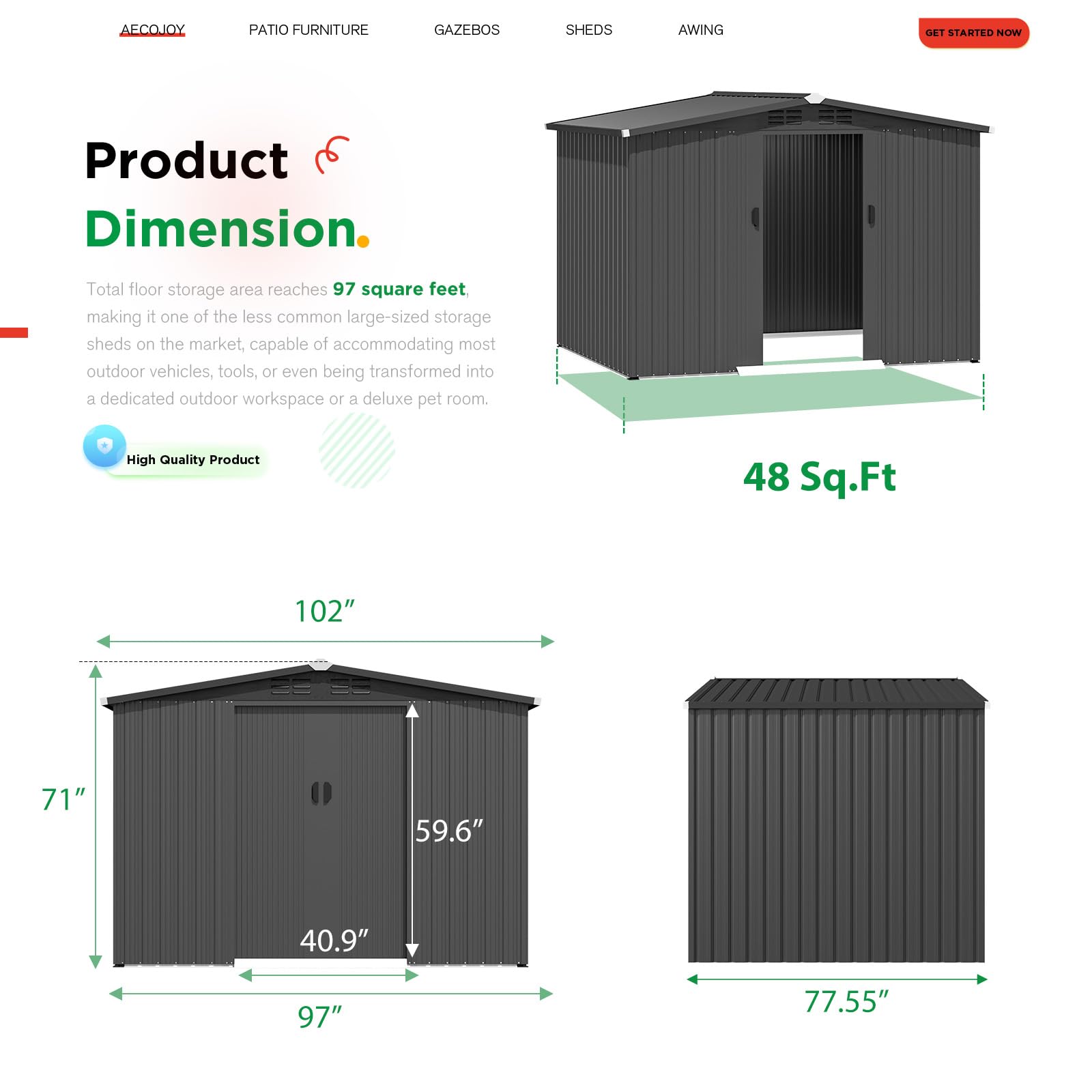 8x6 FT – ocynkowana, metalowa  – Garden Tools recenzja i cena