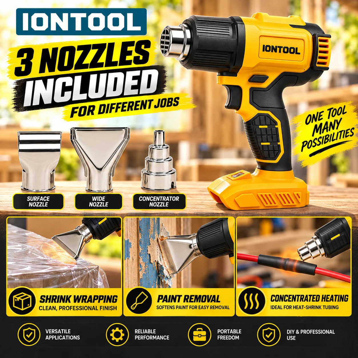 IONTOOL Żółty 550 ℃   Szybko n – Cordless Heat Gun For Shrink Tubing recenzja i cena